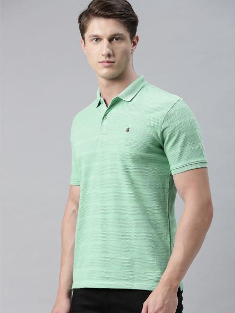 

Louis Philippe Sport Men Green Self Design Polo Collar T-shirt