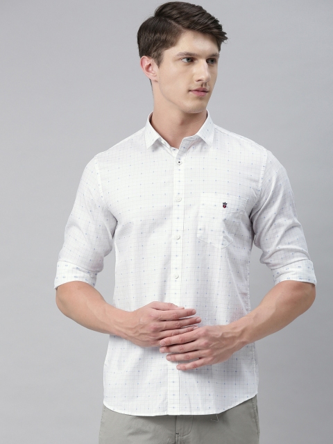 

Louis Philippe Sport Men White & Blue Super Slim Fit Checked Casual Shirt