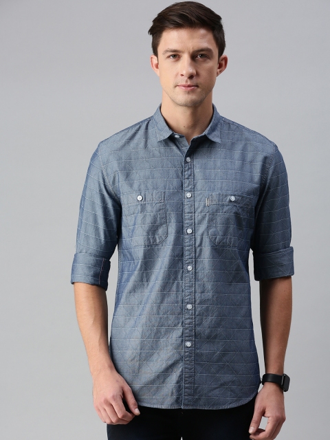

Louis Philippe Jeans Men Blue Super Slim Fit Self Design Casual Shirt