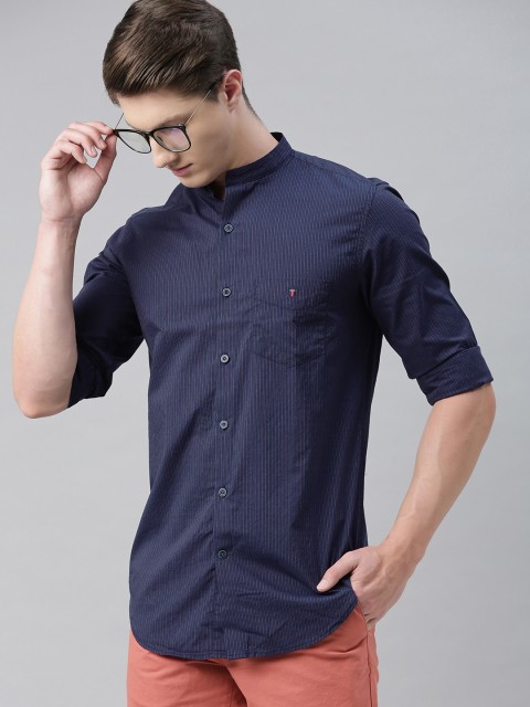 

Louis Philippe Sport Men Navy Blue Super Slim Fit Striped Casual Shirt