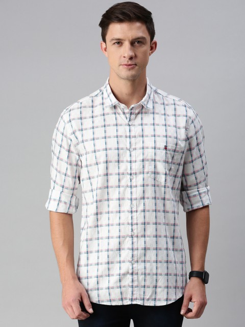 

Louis Philippe Jeans Men White Slim Fit Checked Casual Shirt