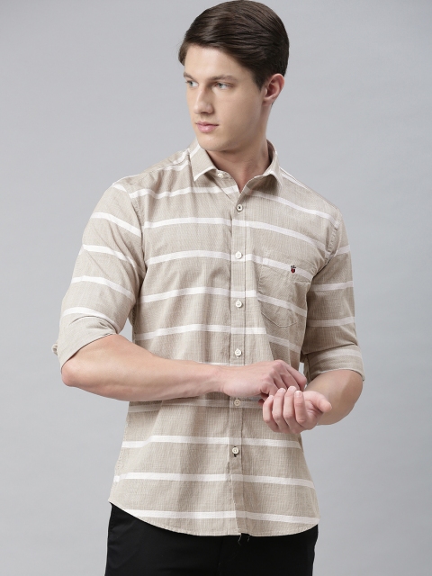 

Louis Philippe Sport Men Beige & White Slim Fit Striped Casual Shirt