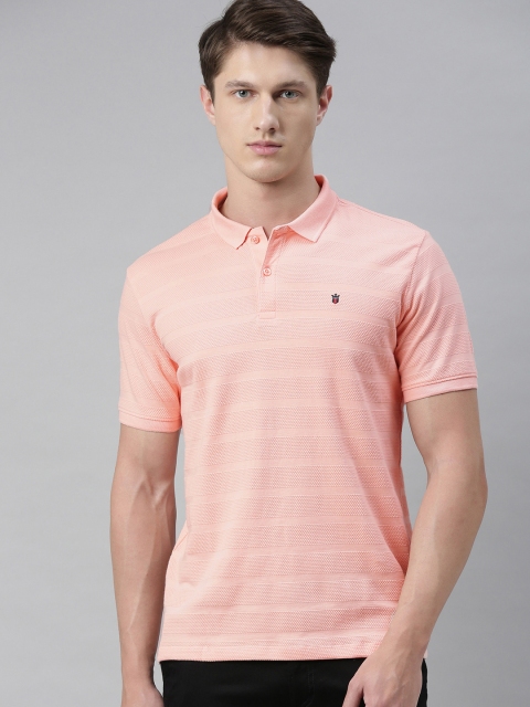 

Louis Philippe Sport Men Pink Self Design Polo Collar T-shirt