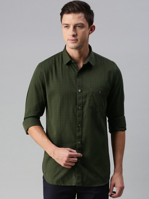 

Louis Philippe Sport Men Green Super Slim Fit Grid Tattersall Checks Checked Casual Shirt