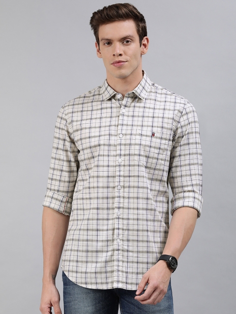 

Louis Philippe Jeans Men Beige Slim Fit Checked Casual Shirt