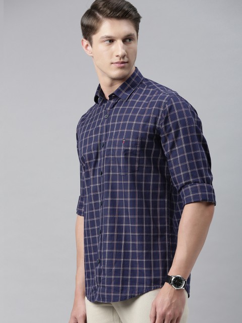 

Louis Philippe Sport Men Navy Blue & White Slim Fit Checked Casual Shirt