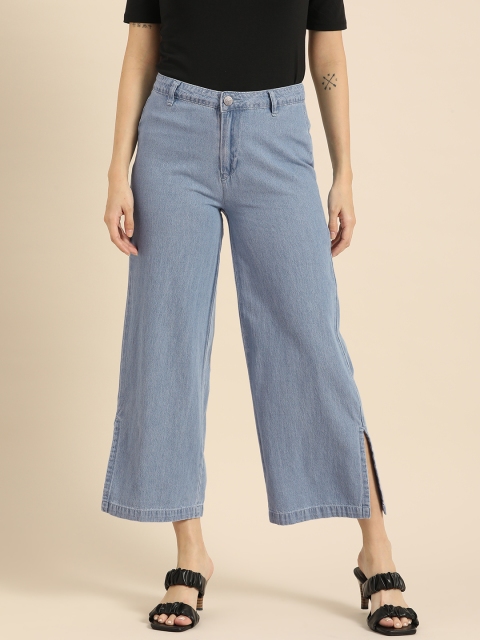 

all about you Women Blue Flared Cropped Denim Trousers