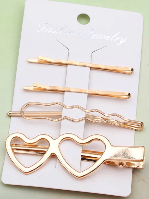 

OOMPH Gold-Toned & White Set of 4 Embellished Bobby Pins