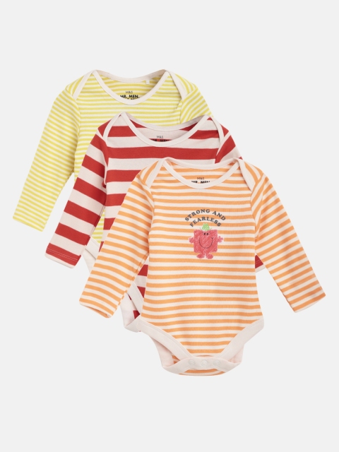 

Marks & Spencer Infant Kids Pack of 3 Pure Cotton Bodysuits, Orange