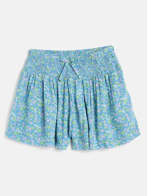

Marks & Spencer Girls Blue & Green Floral Print Regular Fit Shorts