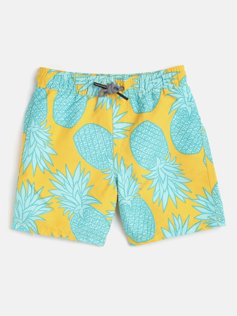 

Marks & Spencer Boys Yellow & Blue Pineapples Print Regular Fit Shorts