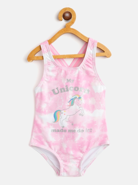 

Marks & Spencer Girls Pink & White Ombre Dyed Swim Body Suit with Unicorn Print Detail