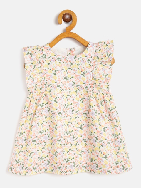 

Marks & Spencer White & Pink Cotton Sustainable Floral Print A-Line Dress