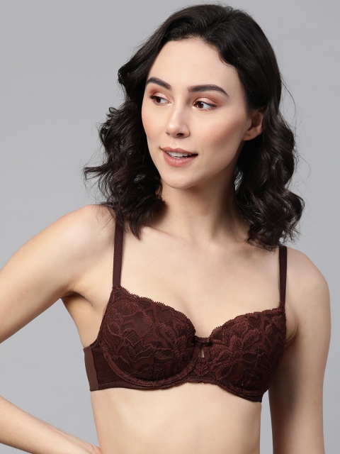 

Marks & Spencer Coffee Brown Lace Underwired Lightly Padded Balconette Bra T332712