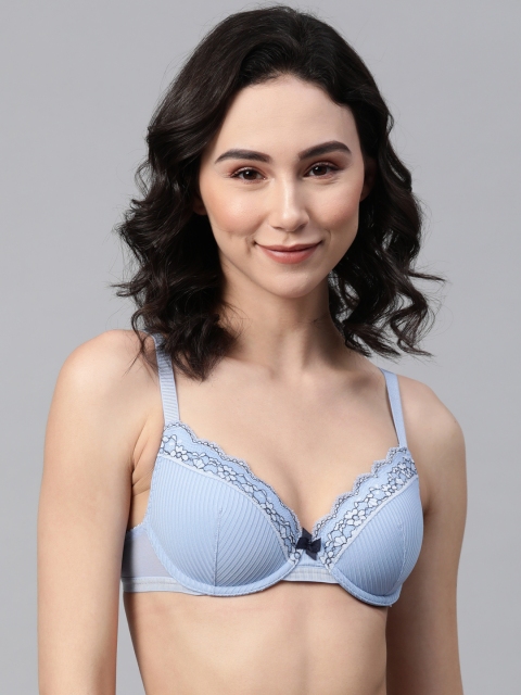 

Marks & Spencer Blue Self Design Underwired Lightly Padded Everyday Bra T330302