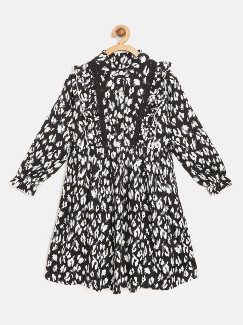 

Bella Moda Girls Black & White Abstract Print Ruffle A-Line Dress