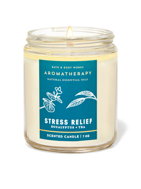 

Bath & Body Works Eucalyptus Tea Single Wick Stress Relief Scented Candle, White