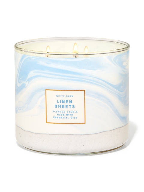 

Bath & Body Works Linen Sheets 3-Wick Candle - 411g, Blue