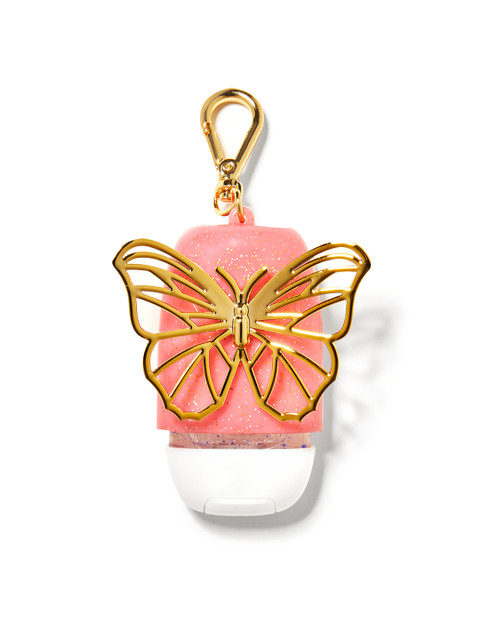 

Bath & Body Works Peach-Coloured & Gold-Toned Butterfly Light-Up PocketBac Holder