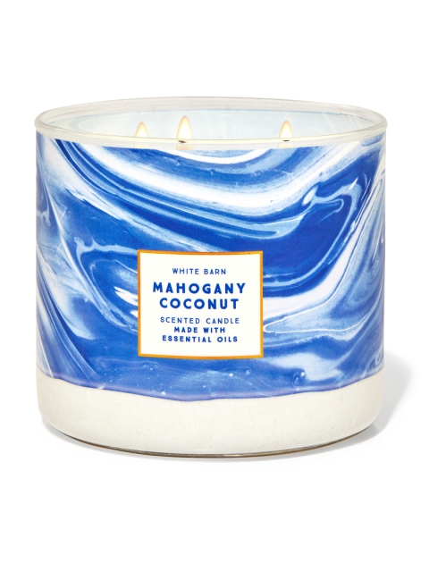 

Bath & Body Works Mahogany Coconut White Barn Scented 3-Wick Candle, Beige