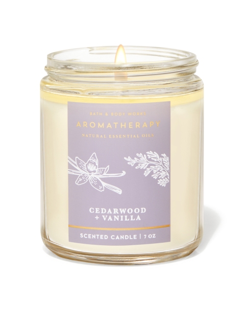 

Bath & Body Works Cedarwood Vanilla Single Wick Scented Candle 198g, White