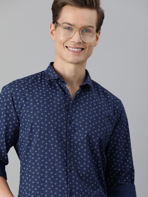 

Mast & Harbour Men Navy Blue & While Printed Casual Shirt