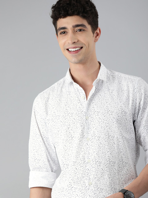 

Mast & Harbour Men White Slim Fit Printed Casual Shirt