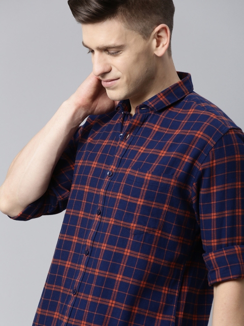 

Mast & Harbour Men Navy Blue Checked Casual Shirt