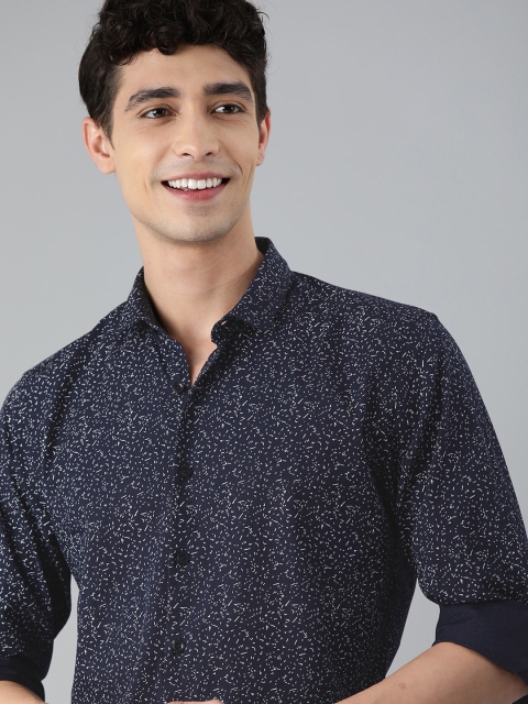 

Mast & Harbour Men Navy Blue Slim Fit Printed Casual Shirt