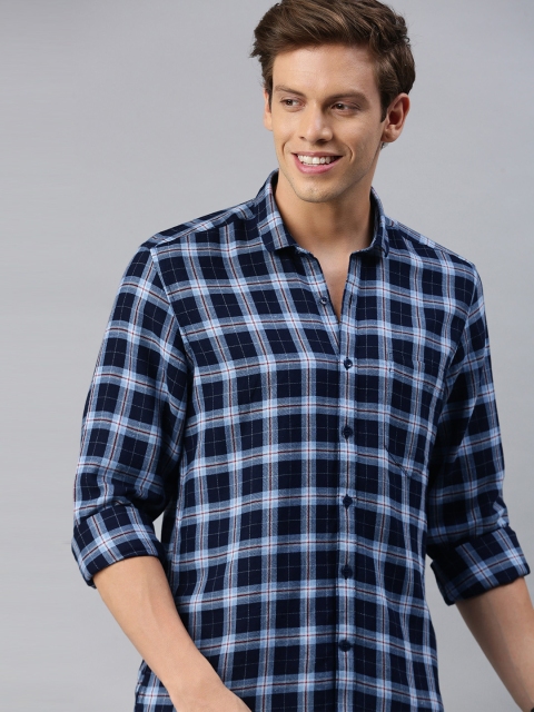 

Mast & Harbour Men Navy Blue & Red Regular Fit Checked Casual Shirt