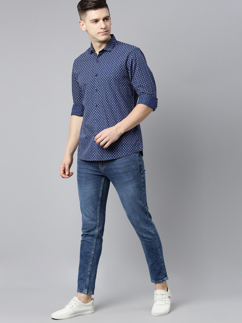 

Mast & Harbour Men Navy Blue & White Printed Casual Shirt