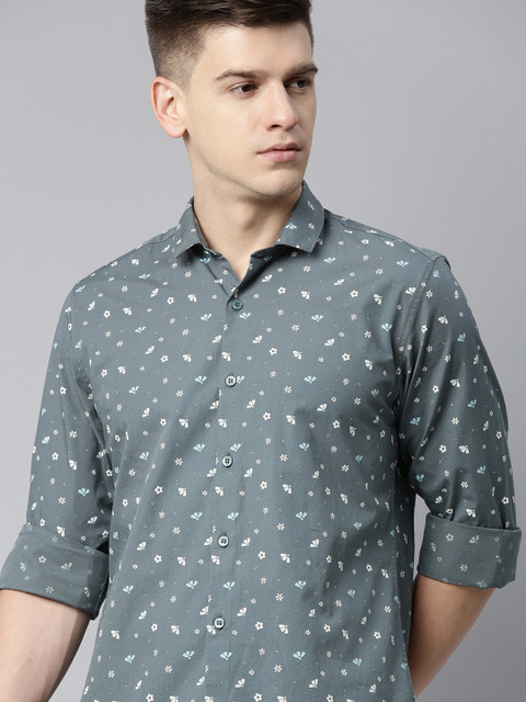 

Mast & Harbour Men Grey & Off-White Floral Printed Casual Shirt