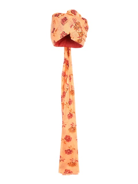 

Tistabene Men Orange & Red Floral Print Cotton Pagri