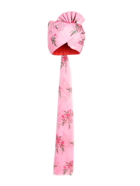 

Tistabene Men Pink & Green Floral Print Pagri
