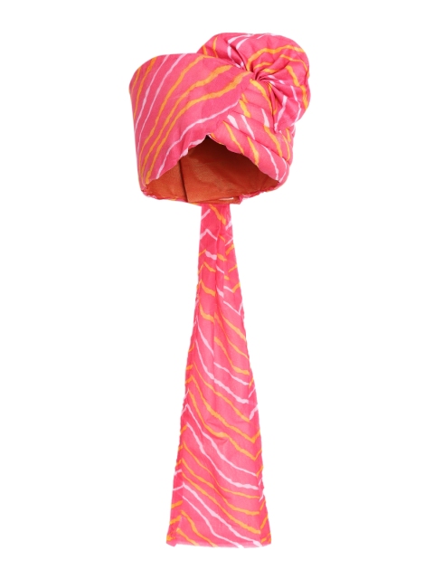 

Tistabene Pink & Orange Leheriya Print Rajasthani Pagri