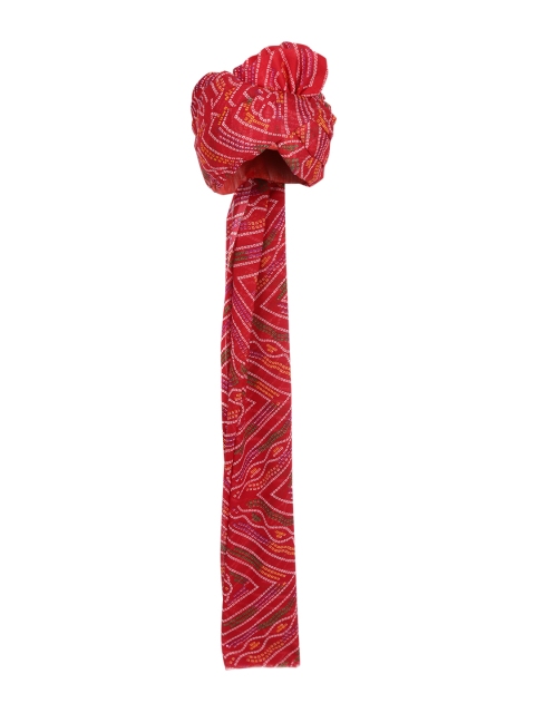 

Tistabene Men Maroon & White Cotton Bandhani Print Rajasthani Pagri