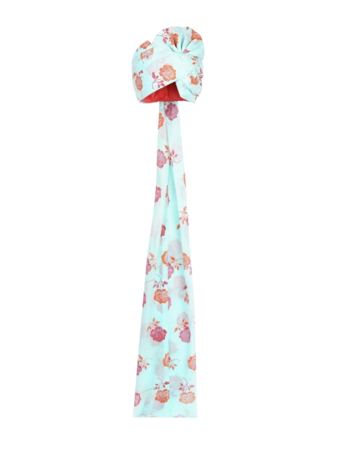 

Tistabene Men Blue & Orange Floral Print Cotton Pagri
