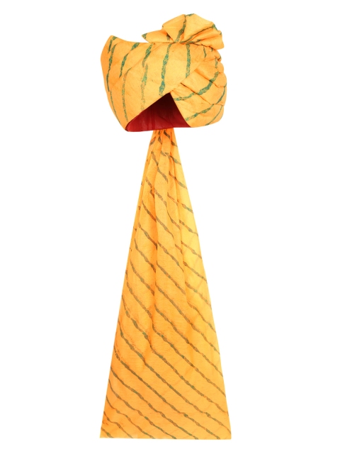 

Tistabene Yellow & Green Leheriya Print Jodhpuri Pagri