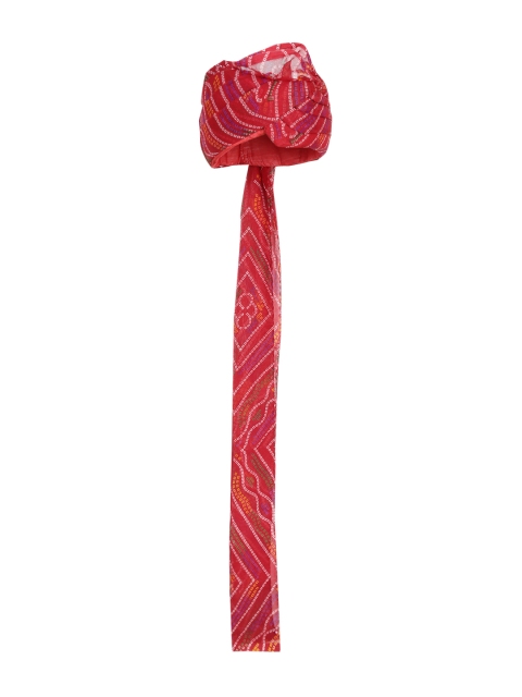 

Tistabene Men Red & Off-White Bandhani Print Rajasthani Pagri