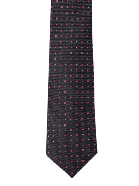 

INVICTUS Men Black & Red Woven Design Broad Tie