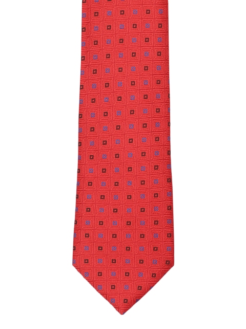 

INVICTUS Men Red Woven Design Skinny Tie