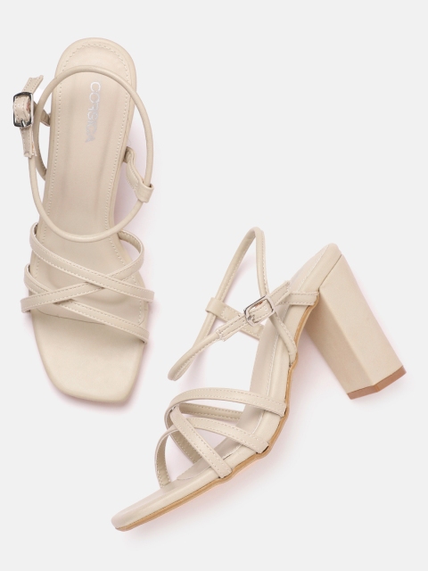 

CORSICA Women Beige Solid Strappy Block Heels