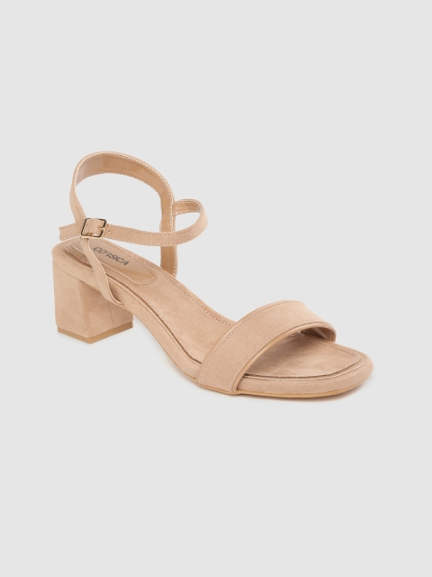 

CORSICA Women Beige Solid Suede Finish Block Heels