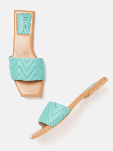 

CORSICA Women Sea Green Quilted Open Toe Flats