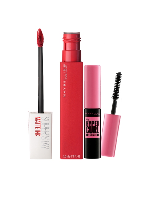 

Maybelline Super Stay Matte Ink Liquid Lipstick Pioneer & Hypercurl Mini, Red