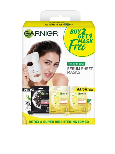 

Garnier Women Set of 3 Serum Sheet Masks, Yellow