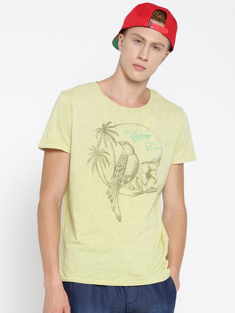 

Jack & Jones Yellow Printed T-shirt