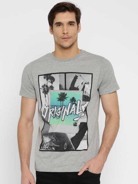 

Jack & Jones Men Grey Printed Round Neck T-shirt