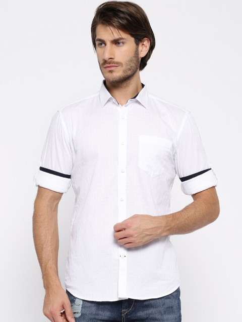 

Highlander White Checked Slim Fit Casual Shirt