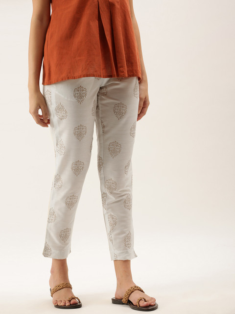 

Anouk Women Off White Ethnic Motifs Printed Regular Trousers